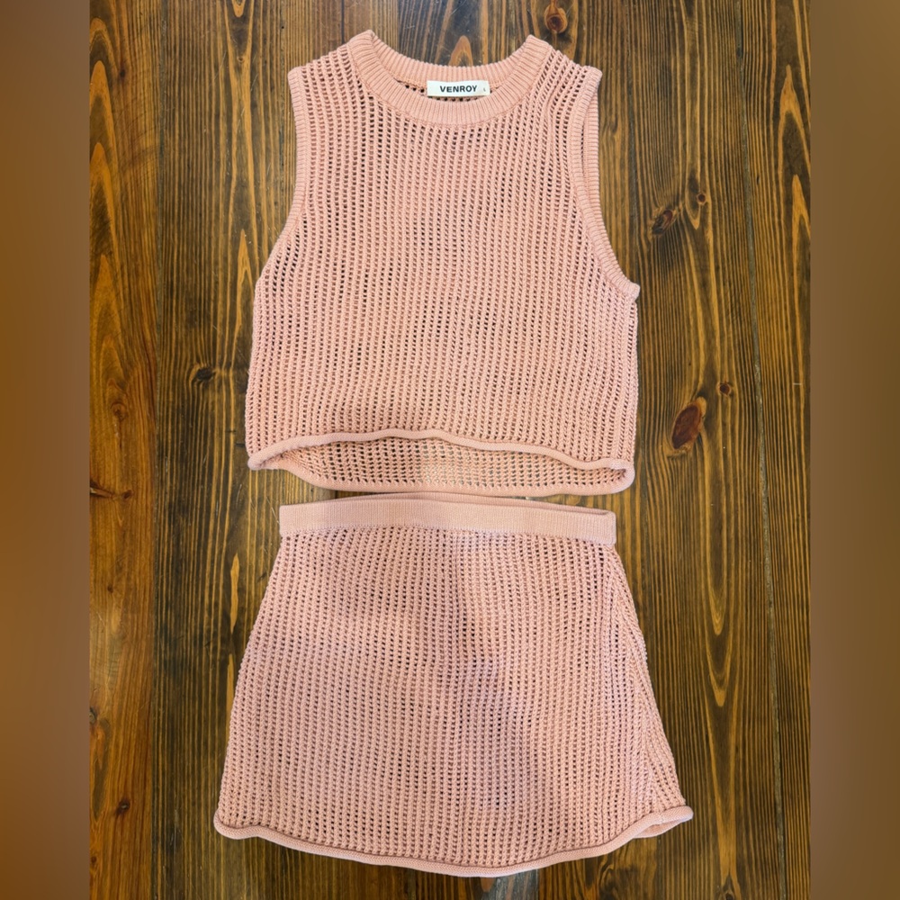Venroy Knit Set Pink Top L Skirt M Matching Set From Australia - Picture 7 of 13